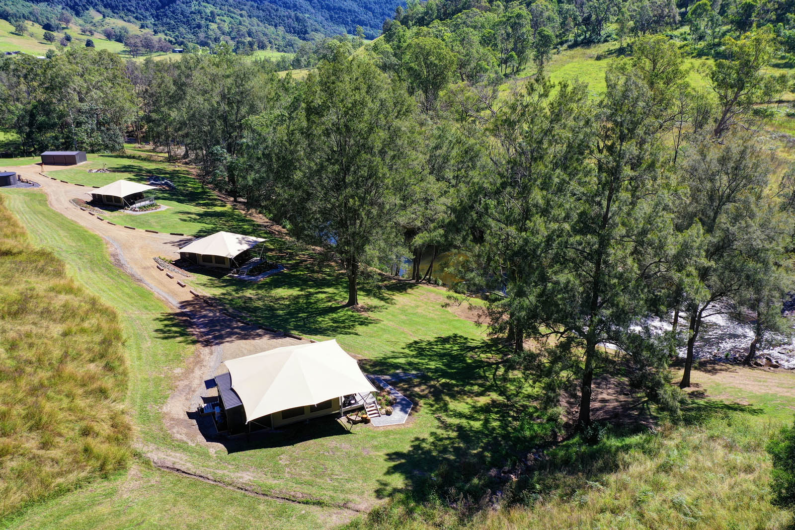 Luxury glamping tent above the Manning River